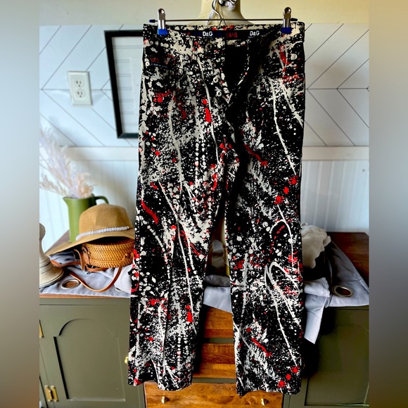 Dolce & Gabbana Paint Splatter Jeans in Black, Red, White - Like New Size 28 - Picture 1 of 16